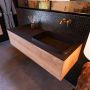 Mondiaz Badkamermeubelset Erin 120 cm met 1 Lade met RIDGE Wastafel Rechts Urban Zonder Kraangaten Greeploos Mat Washed Oak - Thumbnail 2