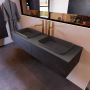 Mondiaz ERIN 150cm badmeubelset onderkast kleur Antracite met 2 lades Wastafel RIDGE dubbel 2 kraangaten kleur Dark grey ERIN12034 - Thumbnail 2