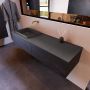 Mondiaz ERIN 150cm badmeubelset onderkast kleur Antracite met 2 lades Wastafel RIDGE links zonder kraangaten kleur Dark grey ERIN12029 - Thumbnail 2