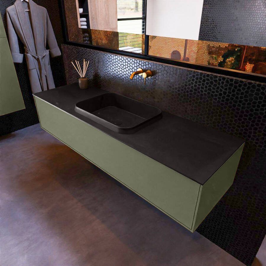Mondiaz ERIN 150cm badmeubelset onderkast kleur Army met 1 lade Wastafel RIDGE midden zonder kraangaten kleur Urban ERIN11031 - Foto 2
