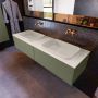 Mondiaz ERIN 150cm badmeubelset onderkast kleur Army met 2 lades Wastafel RIDGE dubbel zonder kraangaten kleur Linen ERIN12541 - Thumbnail 2