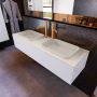 Mondiaz ERIN 150cm badmeubelset onderkast kleur Cale met 1 lade Wastafel RIDGE dubbel 2 kraangaten kleur Linen ERIN12466 - Thumbnail 2