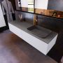 Mondiaz Badkamermeubelset Erin 150 cm met 2 Lades met RIDGE Wastafel Rechts Dark grey met 1 kraangat Greeploos Mat Cale - Thumbnail 2
