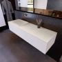 Mondiaz ERIN 150cm badmeubelset onderkast kleur carrara met 1 lade Wastafel RIDGE links zonder kraangaten kleur Linen ERIN12970 - Thumbnail 2