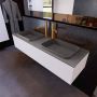 Mondiaz ERIN 150cm badmeubelset onderkast kleur carrara met 1 lade Wastafel RIDGE dubbel 2 kraangaten kleur Dark grey ERIN12228 - Thumbnail 2