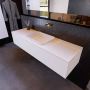 Mondiaz ERIN 150cm badmeubelset onderkast kleur carrara met 1 lade Wastafel RIDGE midden zonder kraangaten kleur Talc ERIN10725 - Thumbnail 2