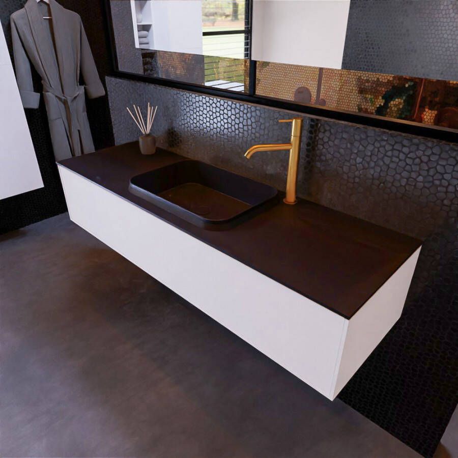 Mondiaz ERIN 150cm badmeubelset onderkast kleur carrara met 1 lade Wastafel RIDGE midden 1 kraangat kleur Urban ERIN11477 - Foto 2