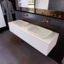 Mondiaz ERIN 150cm badmeubelset onderkast kleur carrara met 2 lades Wastafel RIDGE dubbel zonder kraangaten kleur Linen ERIN12983 - Thumbnail 2