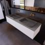 Mondiaz ERIN 150cm badmeubelset onderkast kleur carrara met 2 lades Wastafel RIDGE dubbel zonder kraangaten kleur Dark grey ERIN12235 - Thumbnail 2