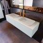 Mondiaz ERIN 150cm badmeubelset onderkast kleur Clay met 2 lades Wastafel RIDGE dubbel 2 kraangaten kleur Linen ERIN12408 - Thumbnail 2