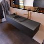 Mondiaz ERIN 150cm badmeubelset onderkast kleur Dark brown met 1 lade Wastafel RIDGE midden 1 kraangat kleur Dark grey ERIN12089 - Thumbnail 2