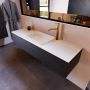 Mondiaz ERIN 150cm badmeubelset onderkast kleur Dark brown met 1 lade Wastafel RIDGE midden 1 kraangat kleur Talc ERIN10593 - Thumbnail 2
