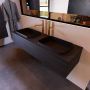 Mondiaz Badkamermeubelset Erin 150 cm met 1 Lade met RIDGE Wastafel Dubbel Urban met 2 kraangaten Greeploos Mat Dark Brown - Thumbnail 2