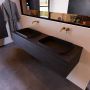 Mondiaz Badkamermeubelset Erin 150 cm met 1 Lade met RIDGE Wastafel Dubbel Urban Zonder Kraangaten Greeploos Mat Dark Brown - Thumbnail 2