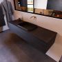 Mondiaz ERIN 150cm badmeubelset onderkast kleur Dark brown met 1 lade Wastafel RIDGE midden zonder kraangaten kleur Urban ERIN11337 - Thumbnail 2