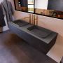 Mondiaz ERIN 150cm badmeubelset onderkast kleur Dark brown met 2 lades Wastafel RIDGE dubbel 2 kraangaten kleur Dark grey ERIN12102 - Thumbnail 2