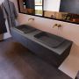 Mondiaz ERIN 150cm badmeubelset onderkast kleur Dark brown met 2 lades Wastafel RIDGE dubbel zonder kraangaten kleur Dark grey ERIN12099 - Thumbnail 2