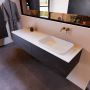 Mondiaz ERIN 150cm badmeubelset onderkast kleur Dark brown met 2 lades Wastafel RIDGE rechts zonder kraangaten kleur Talc ERIN10602 - Thumbnail 2