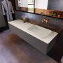 Mondiaz ERIN 150cm badmeubelset onderkast kleur Dark grey met 1 lade Wastafel RIDGE rechts zonder kraangaten kleur Linen ERIN12495 - Thumbnail 2