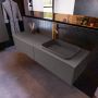 Mondiaz Badkamermeubelset Erin 150 cm met 2 Lades met RIDGE Wastafel Rechts Dark grey met 1 kraangat Greeploos Mat Dark Grey - Thumbnail 2
