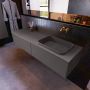 Mondiaz Badkamermeubelset Erin 150 cm met 2 Lades met RIDGE Wastafel Rechts Dark grey Zonder Kraangaten Greeploos Mat Dark Grey - Thumbnail 2