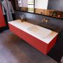 Mondiaz ERIN 150cm badmeubelset onderkast kleur Fire met 2 lades Wastafel RIDGE rechts zonder kraangaten kleur Talc ERIN10364 - Thumbnail 2