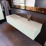 Mondiaz ERIN 150cm badmeubelset onderkast kleur Greey met 1 lade Wastafel RIDGE links zonder kraangaten kleur Linen ERIN12358 - Thumbnail 2