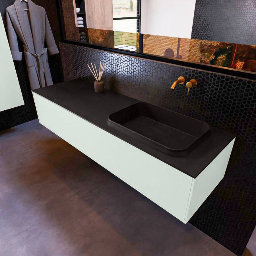 Mondiaz ERIN 150cm badmeubelset onderkast kleur Greey met 1 lade Wastafel RIDGE rechts zonder kraangaten kleur Urban ERIN10863 - Foto 2