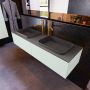 Mondiaz ERIN 150cm badmeubelset onderkast kleur Greey met 2 lades Wastafel RIDGE dubbel 2 kraangaten kleur Dark grey ERIN11626 - Thumbnail 2