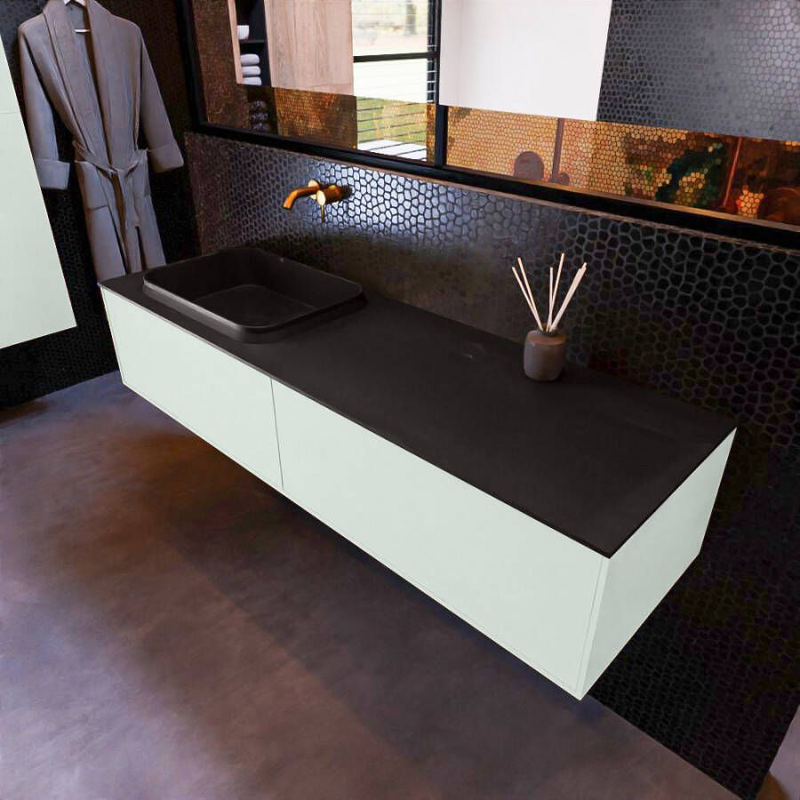 Mondiaz ERIN 150cm badmeubelset onderkast kleur Greey met 2 lades Wastafel RIDGE links zonder kraangaten kleur Urban ERIN10873 - Foto 2