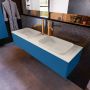 Mondiaz ERIN 150cm badmeubelset onderkast kleur Jeans met 1 lade Wastafel RIDGE dubbel 2 kraangaten kleur Linen ERIN12636 - Thumbnail 2
