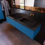Mondiaz Badkamermeubelset Erin 150 cm met 2 Lades met RIDGE Wastafel Dubbel Urban Zonder Kraangaten Greeploos Mat Jeans - Thumbnail 2