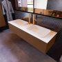 Mondiaz ERIN 150cm badmeubelset onderkast kleur Rust met 1 lade Wastafel RIDGE dubbel 2 kraangaten kleur Talc ERIN10324 - Thumbnail 3