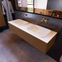 Mondiaz ERIN 150cm badmeubelset onderkast kleur Rust met 1 lade Wastafel RIDGE dubbel zonder kraangaten kleur Talc ERIN10320 - Thumbnail 2