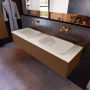 Mondiaz ERIN 150cm badmeubelset onderkast kleur Rust met 2 lades Wastafel RIDGE dubbel zonder kraangaten kleur Linen ERIN12575 - Thumbnail 2