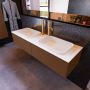 Mondiaz ERIN 150cm badmeubelset onderkast kleur Rust met 2 lades Wastafel RIDGE dubbel 2 kraangaten kleur Talc ERIN10334 - Thumbnail 2