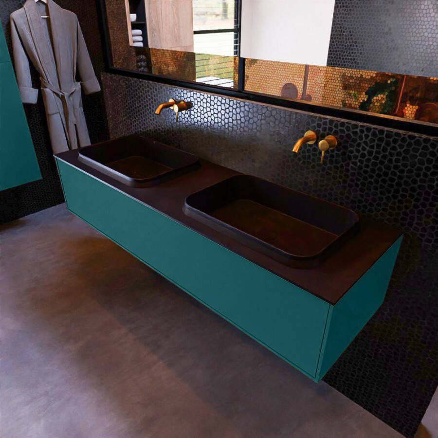 Mondiaz ERIN 150cm badmeubelset onderkast kleur Smag met 1 lade Wastafel RIDGE dubbel zonder kraangaten kleur Urban ERIN11204 - Foto 2
