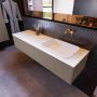 Mondiaz ERIN 150cm badmeubelset onderkast kleur Smoke met 1 lade Wastafel RIDGE rechts zonder kraangaten kleur Talc ERIN10183 - Thumbnail 2