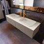 Mondiaz ERIN 150cm badmeubelset onderkast kleur Smoke met 2 lades Wastafel RIDGE dubbel 2 kraangaten kleur Linen ERIN12442 - Thumbnail 2