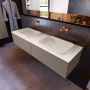 Mondiaz ERIN 150cm badmeubelset onderkast kleur Smoke met 2 lades Wastafel RIDGE dubbel zonder kraangaten kleur Linen ERIN12439 - Thumbnail 2