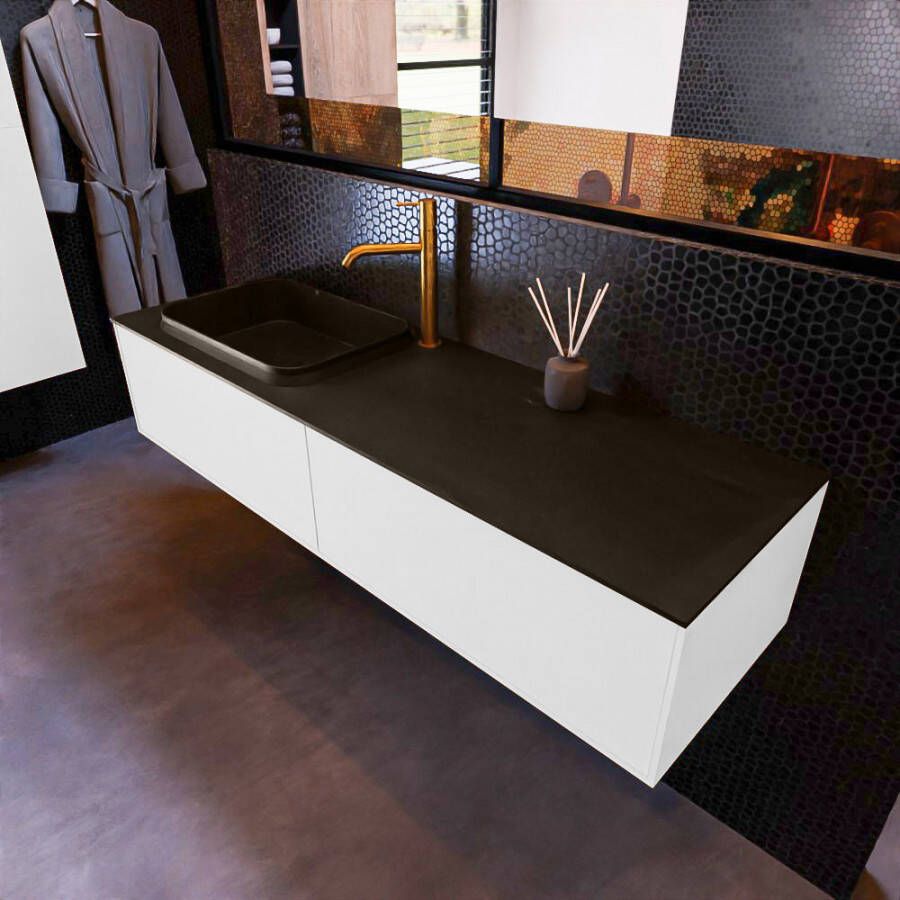 Mondiaz ERIN 150cm badmeubelset onderkast kleur Talc met 2 lades Wastafel RIDGE links 1 kraangat kleur Urban ERIN10774 - Foto 2