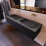 Mondiaz ERIN 150cm badmeubelset onderkast kleur Urban met 2 lades Wastafel RIDGE dubbel zonder kraangaten kleur Dark grey ERIN11555 - Thumbnail 2