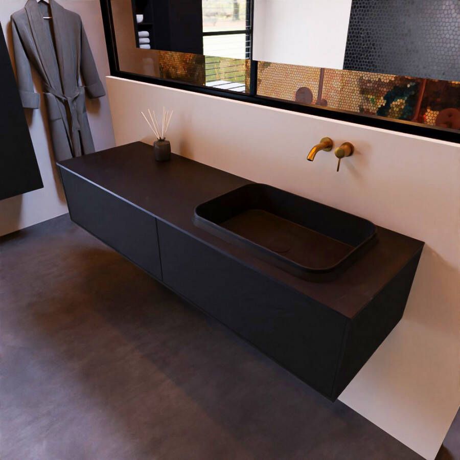 Mondiaz ERIN 150cm badmeubelset onderkast kleur Urban met 2 lades Wastafel RIDGE rechts zonder kraangaten kleur Urban ERIN10806 - Foto 2