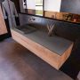 Mondiaz ERIN 150cm badmeubelset onderkast kleur Washed oak met 1 lade Wastafel RIDGE links zonder kraangaten kleur Dark grey ERIN12188 - Thumbnail 2