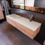 Mondiaz ERIN 150cm badmeubelset onderkast kleur Washed oak met 2 lades Wastafel RIDGE links zonder kraangaten kleur Linen ERIN12947 - Thumbnail 2