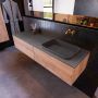 Mondiaz ERIN 150cm badmeubelset onderkast kleur Washed oak met 2 lades Wastafel RIDGE rechts zonder kraangaten kleur Dark grey ERIN12200 - Thumbnail 2