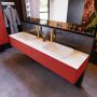 Mondiaz ERIN 200cm badmeubelset onderkast kleur Fire met 2 lades Wastafel RIDGE dubbel 2 kraangaten kleur Talc ERIN10374 - Thumbnail 2