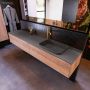 Mondiaz ERIN 200cm badmeubelset onderkast kleur Washed oak met 2 lades Wastafel RIDGE rechts 1 kraangat kleur Dark grey ERIN12209 - Thumbnail 2