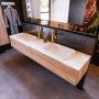 Mondiaz ERIN 200cm badmeubelset onderkast kleur Washed oak met 2 lades Wastafel RIDGE dubbel 2 kraangaten kleur Talc ERIN10714 - Thumbnail 2