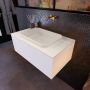 Mondiaz ERIN 80cm badmeubelset onderkast kleur carrara met 1 lade Wastafel RIDGE midden zonder kraangaten kleur Linen ERIN12959 - Thumbnail 2